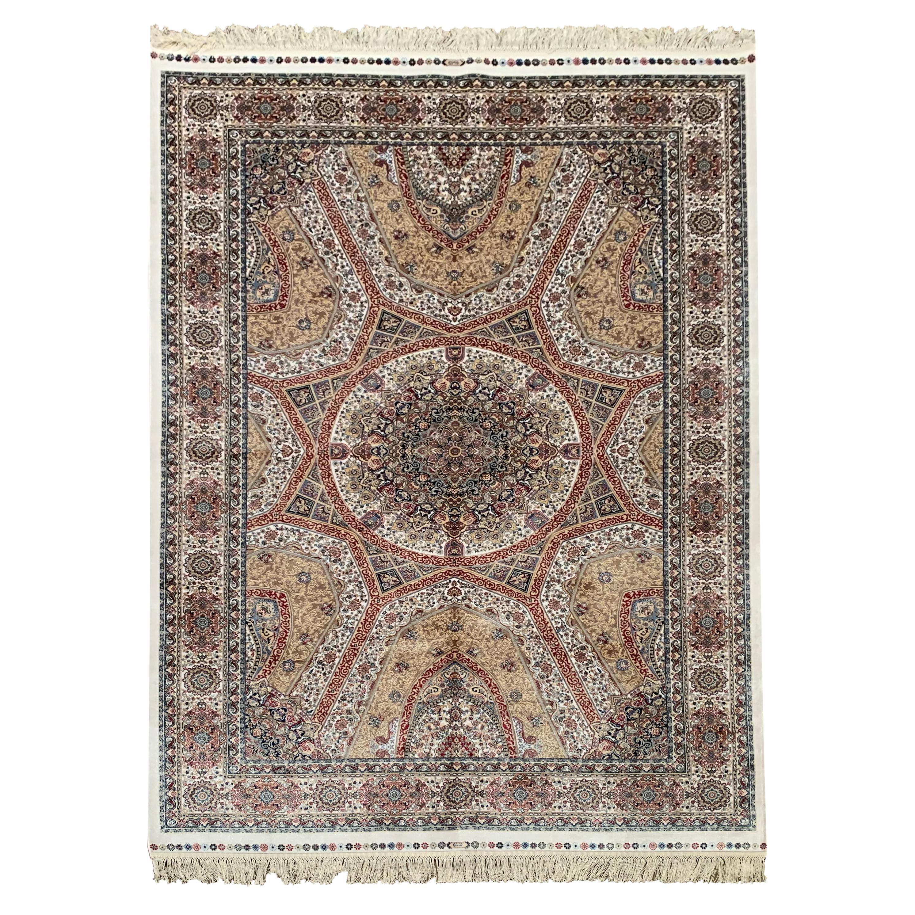 Türkischer Teppich aus reiner Seide, elfenbeinfarben, 1000 KPSI