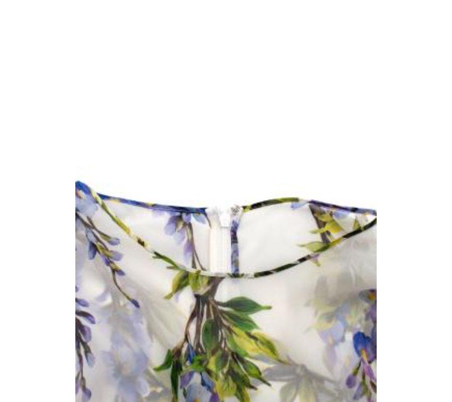 Seiden-Chiffonkleid mit Wisteria-Druck in Elfenbein und Lila im Zustand „Hervorragend“ im Angebot in London, GB