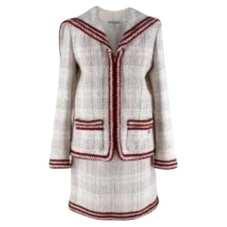 Ivory and Red Tweed Sailor Skirt Suit For Sale at 1stDibs
