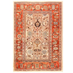 Ivory Room Size Antique Persian Sultanabad Rug. Size: 7 ft 10 in x 10 ft 8 in 