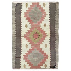 Elfenbein
Rose Mut Kelim - • Türkischer Flachgewebe-Teppich im Navajo-Stil (3
x5
)