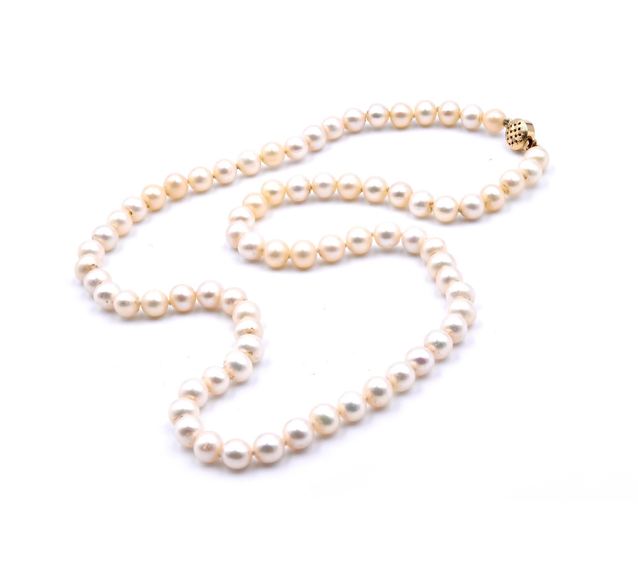 18-inch pearl necklace with 14-karat gold clasp