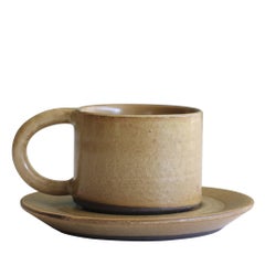 Set di 4 tazze da caffè espresso con piattini in avorio