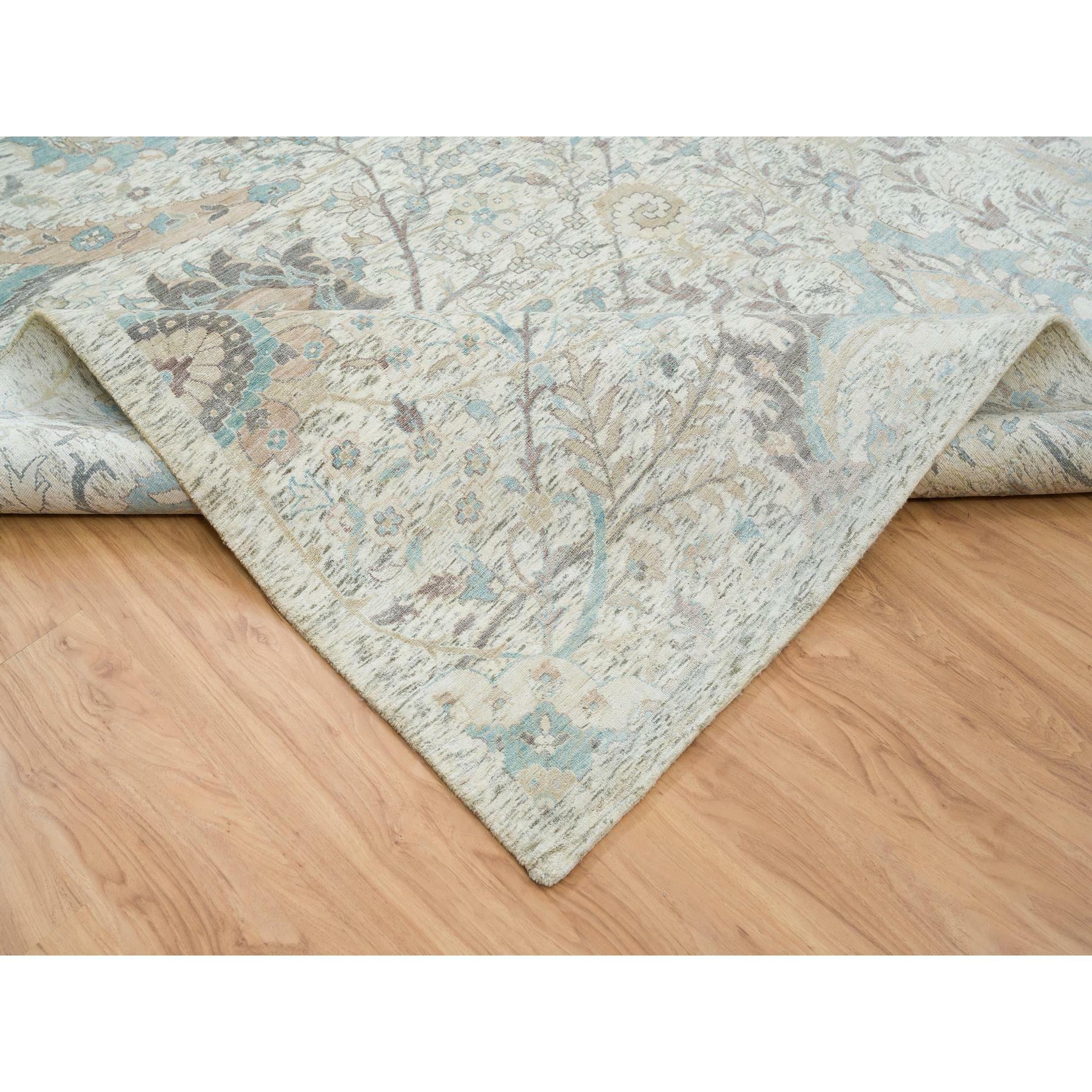 Elfenbein Sichel Blatt Design Seide/Wolle mit Hand geknüpft überdimensioniert Teppich 12'1