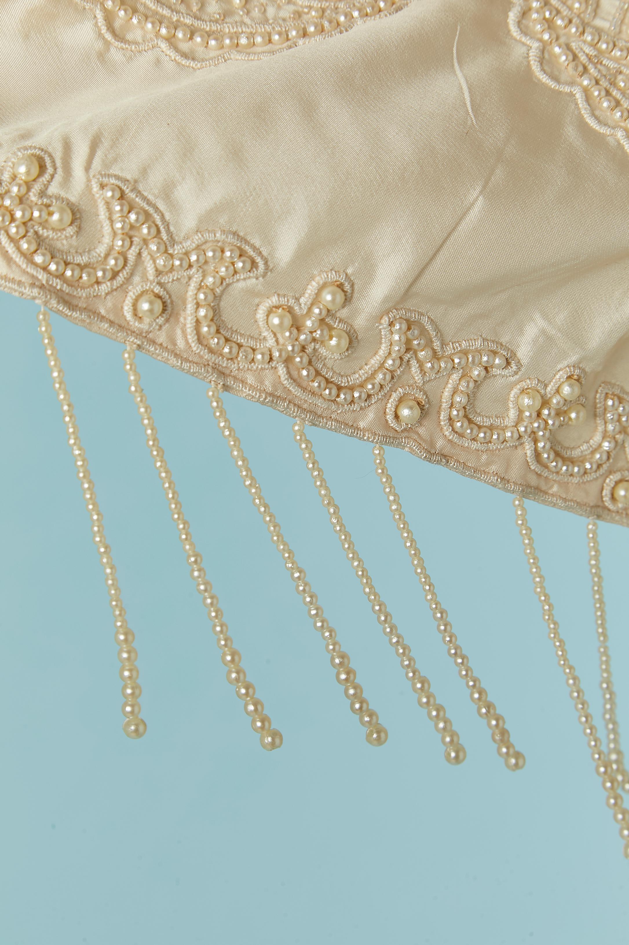 Women's Ivory silk bustier dress with beaded work and shawl Nadia by Nadia Tavelli NEW