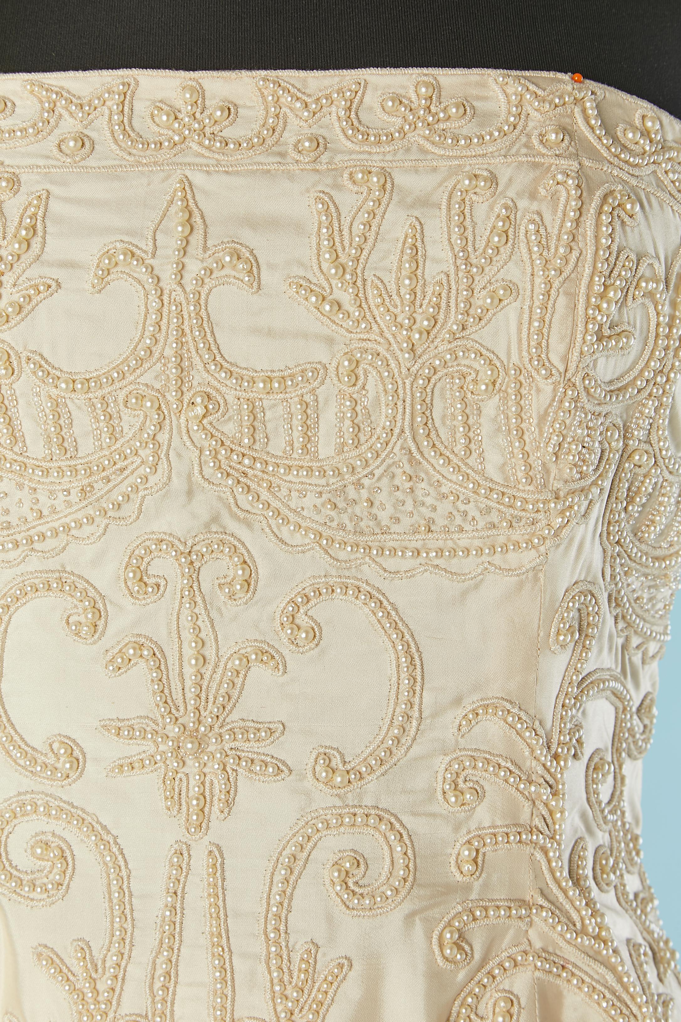 Ivory silk bustier dress with beaded work and shawl Nadia by Nadia Tavelli NEW 2