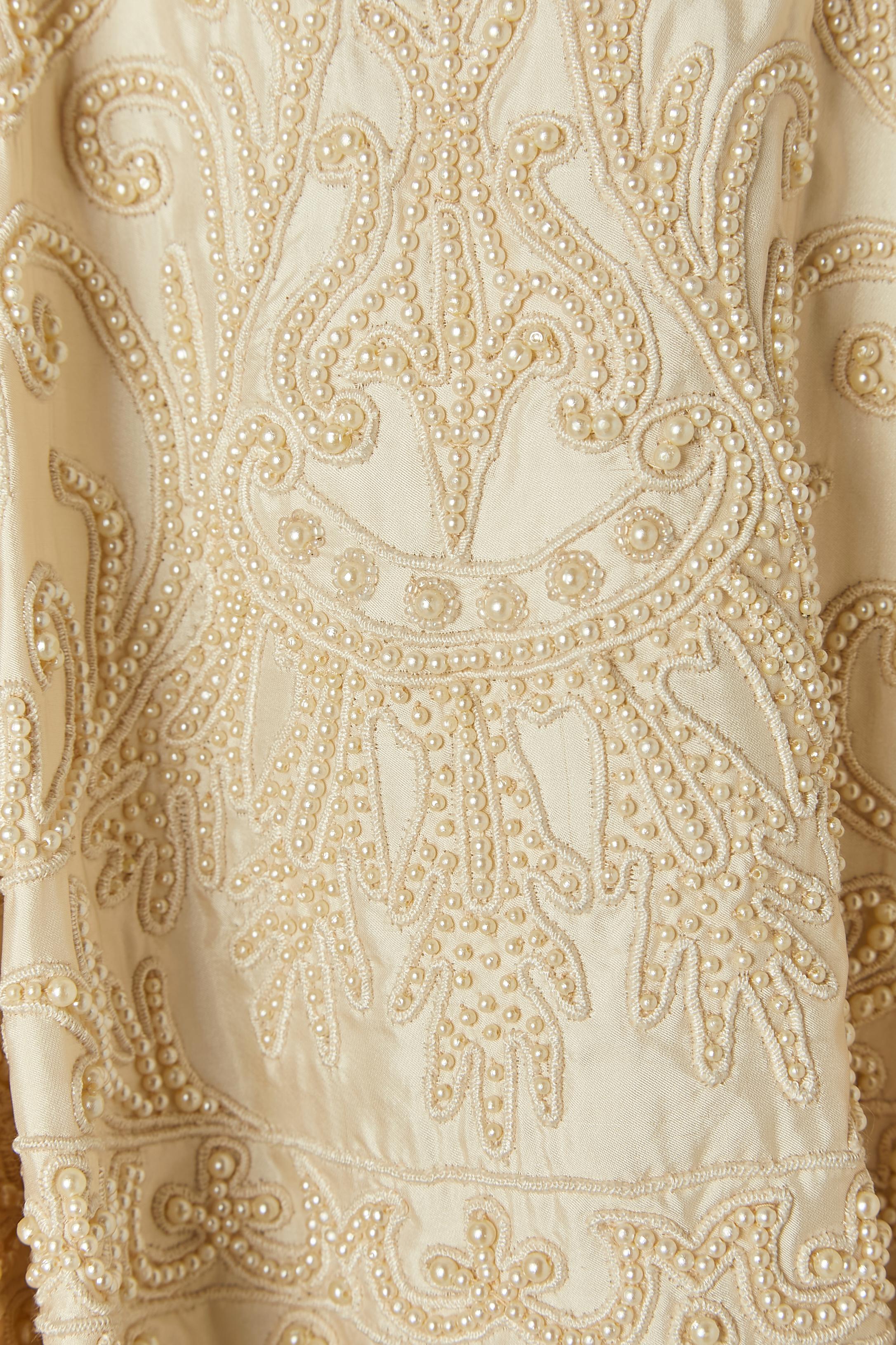 Ivory silk bustier dress with beaded work and shawl Nadia by Nadia Tavelli NEW 3