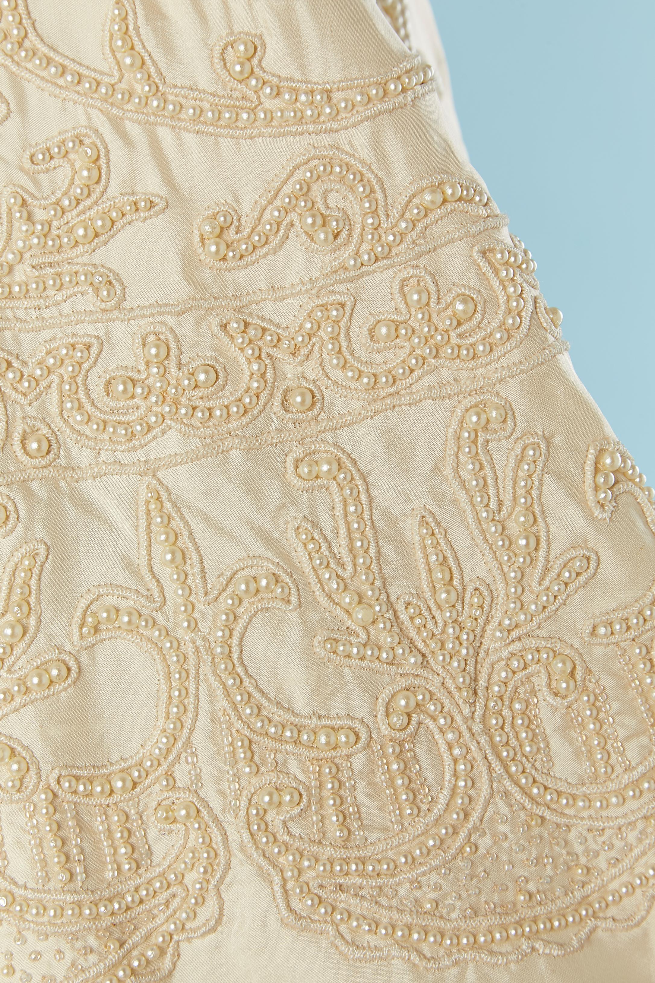 Ivory silk bustier dress with beaded work and shawl Nadia by Nadia Tavelli NEW 4