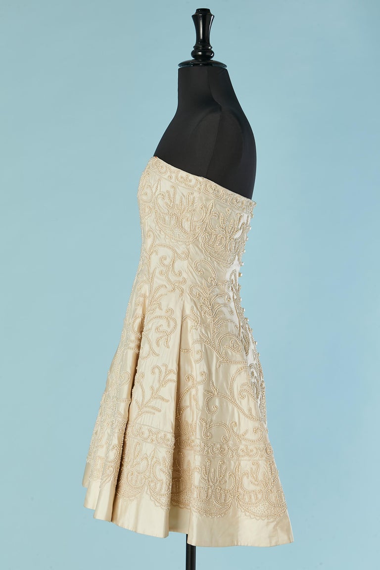 Ivory silk bustier dress with beaded work and shawl Nadia by Nadia Tavelli  NEW at 1stDibs