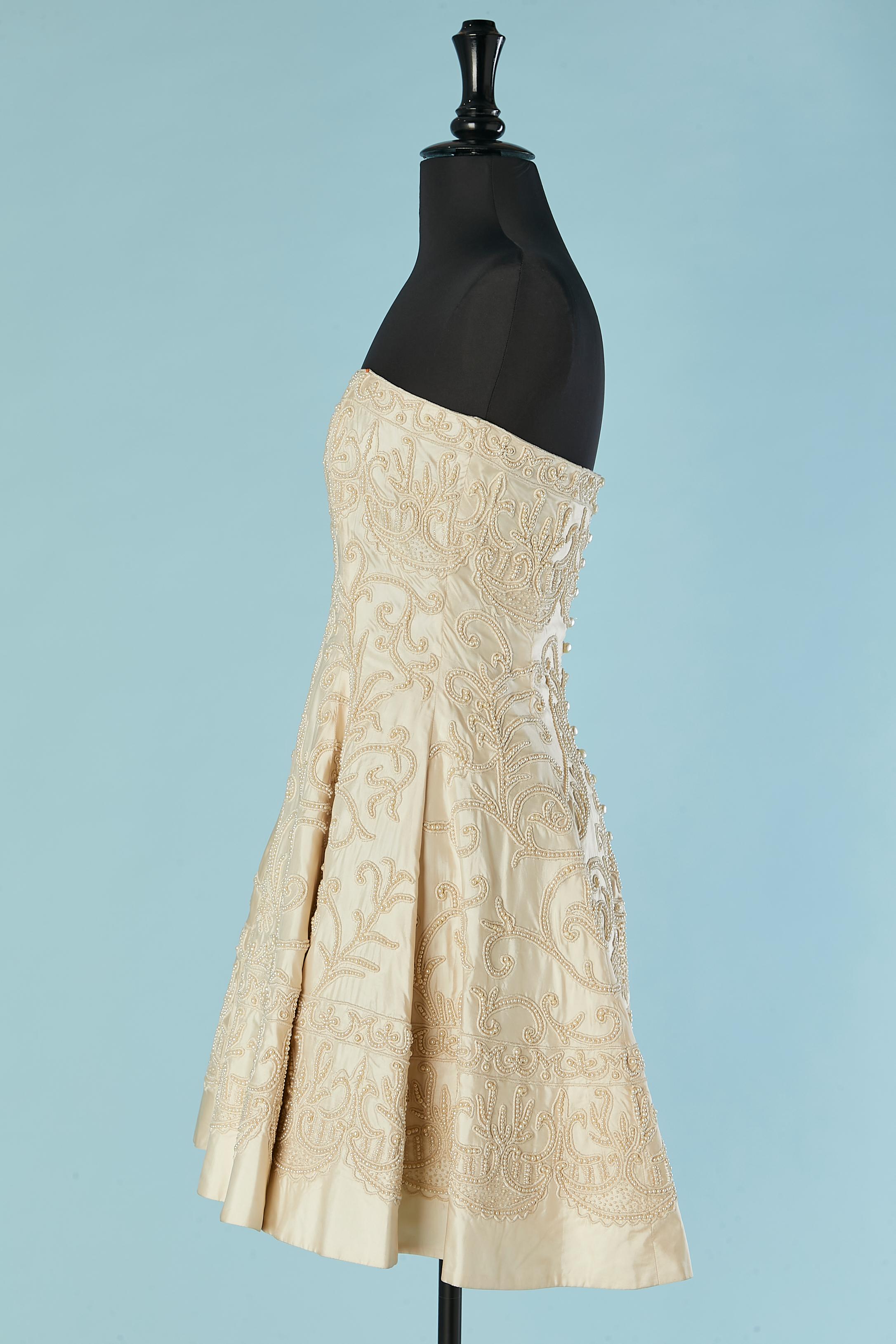 Ivory silk bustier dress with beaded work and shawl Nadia by Nadia Tavelli NEW 5