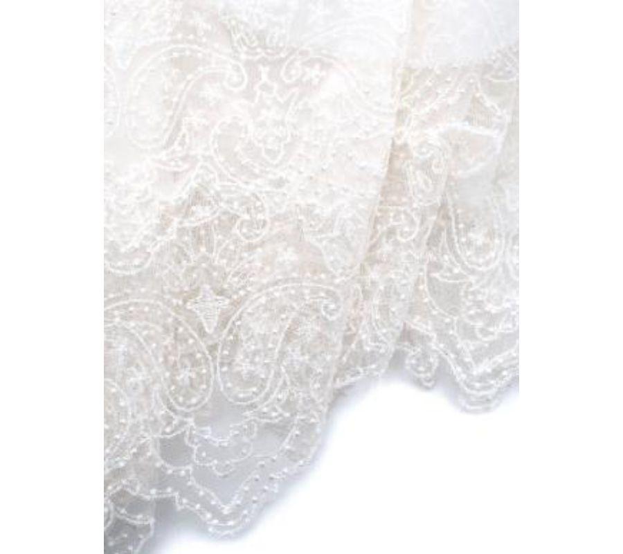 Ermanno Scervino Ivory Silk Chiffon & Lace Short Dress - S For Sale 1