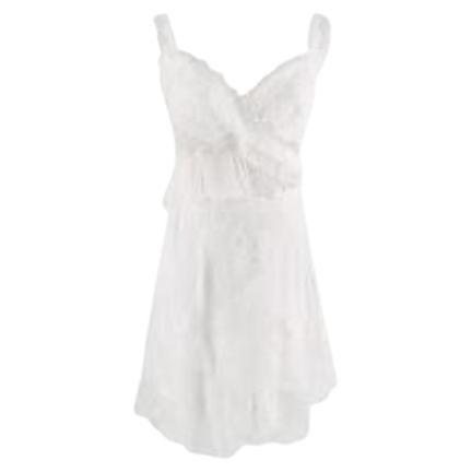 Ermanno Scervino Ivory Silk Chiffon & Lace Short Dress - S For Sale