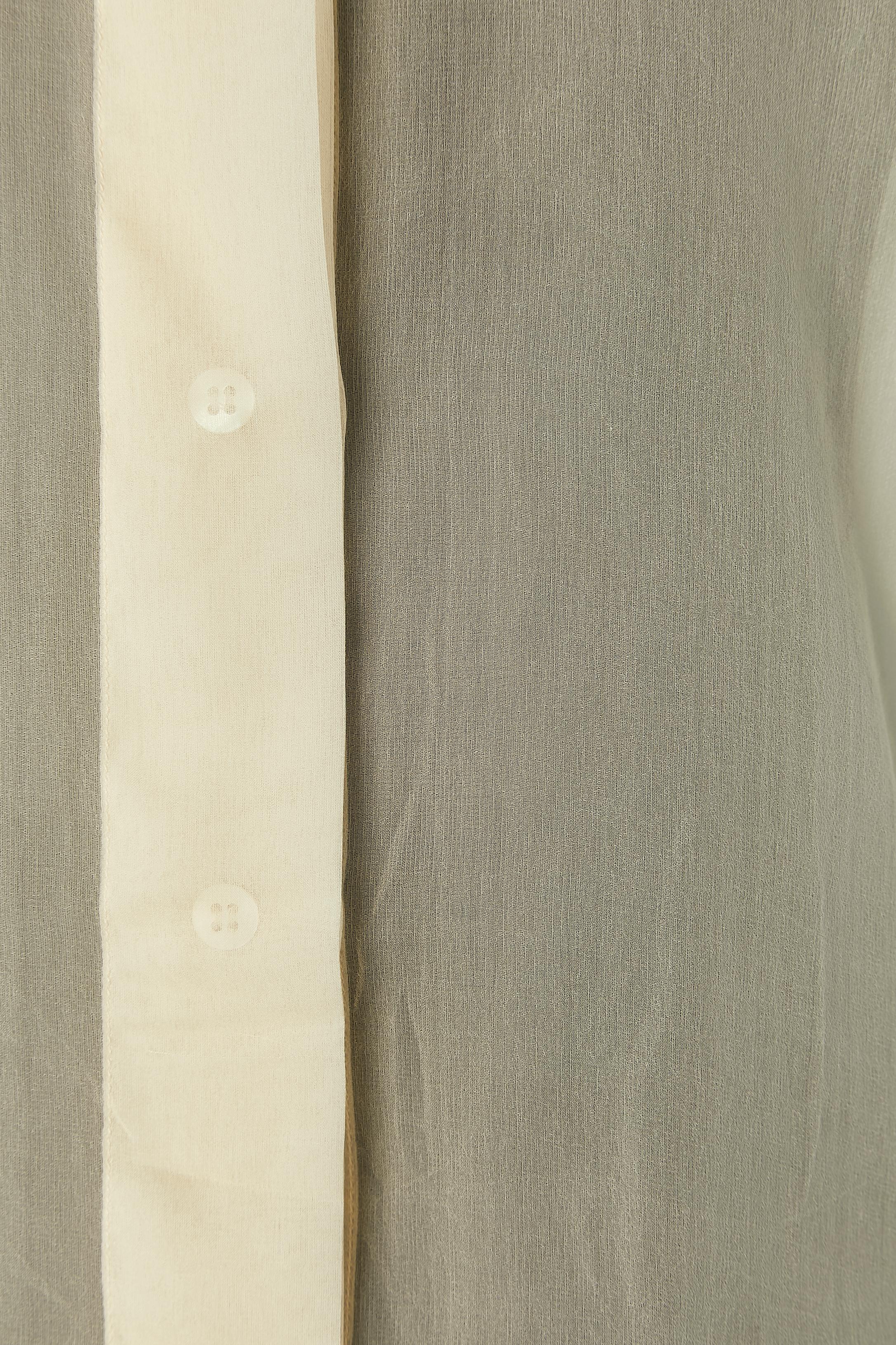 Brown Ivory silk chiffon shirt with asymmetrical collar Montana by Claude Montana For Sale