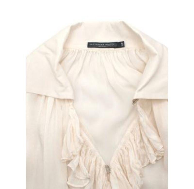 Alexander McQueen Ivory Silk Crepe de Chine Ruffle Front Blouse - Size xs In Good Condition For Sale In London, GB