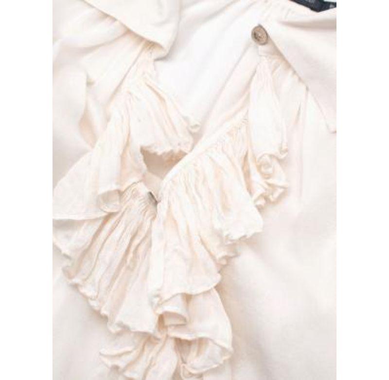 Women's Alexander McQueen Ivory Silk Crepe de Chine Ruffle Front Blouse - Size xs For Sale