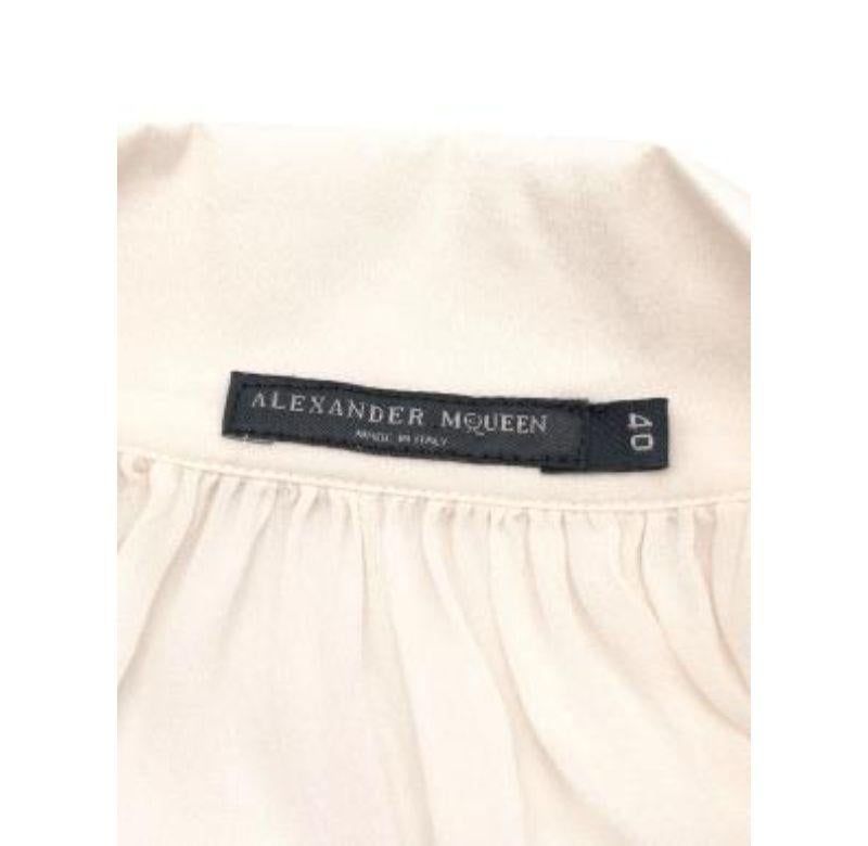 Alexander McQueen Ivory Silk Crepe de Chine Ruffle Front Blouse - Size xs For Sale 2