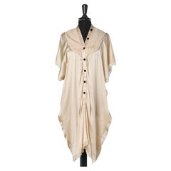 Ivory silk dress with black velvet buttons Tsumori Chisato 