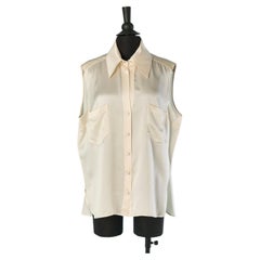 Ivory silk sleeveless shirt CHANEL