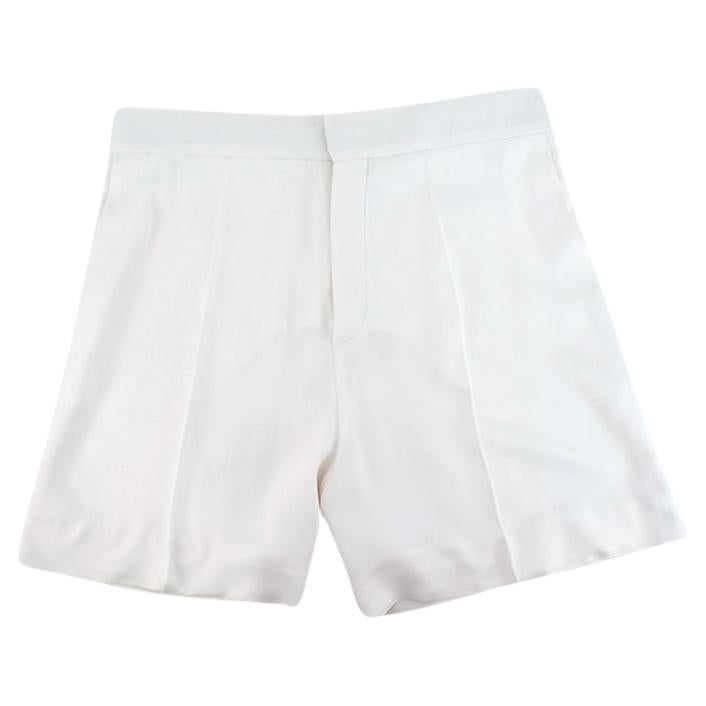 Ivory Silk Twill Tailored Shorts For Sale