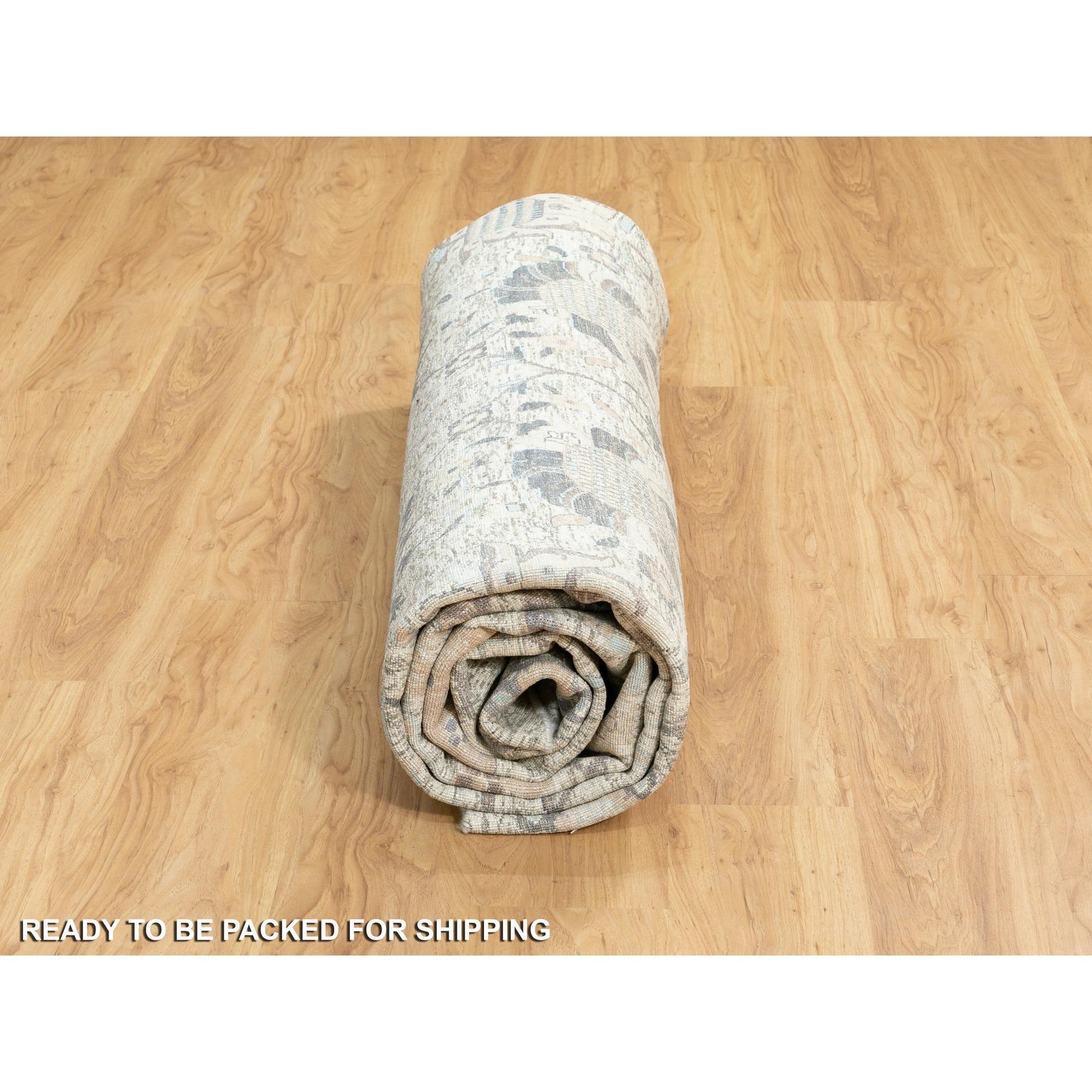 Tappeto rotondo orientale Tabriz in seta avorio e lana testurizzata annodato a mano 12' x 12' in vendita 3