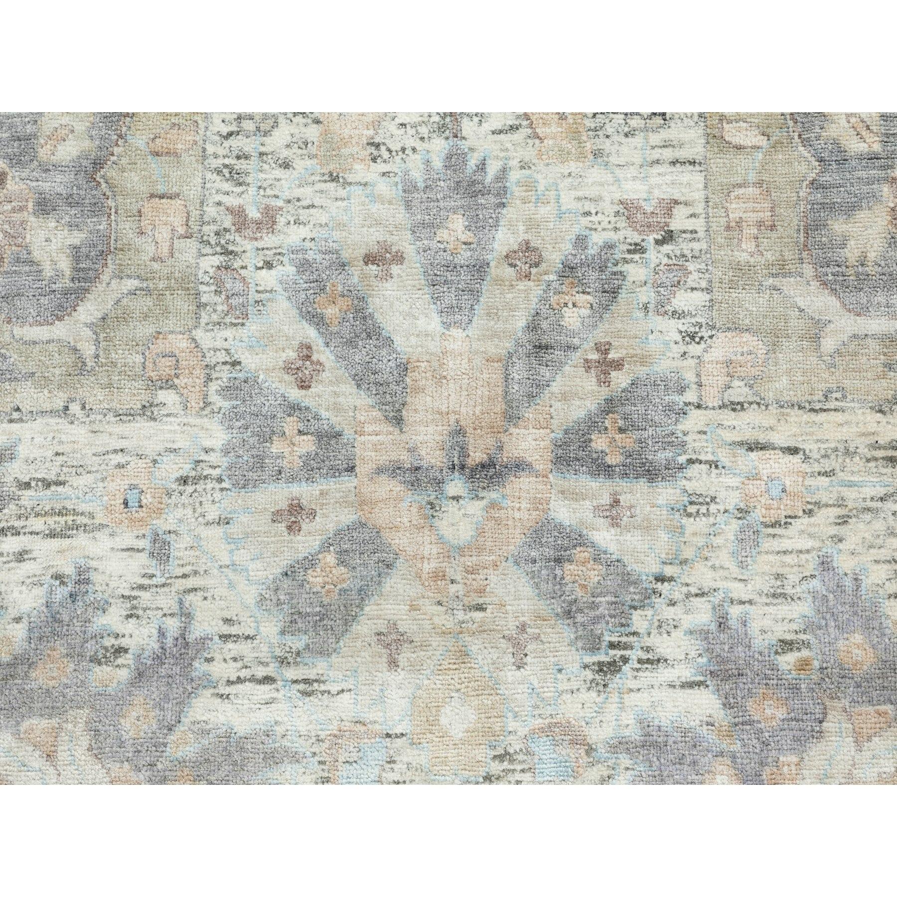 Tappeto rotondo orientale Tabriz in seta avorio e lana testurizzata annodato a mano 12' x 12' in vendita 2