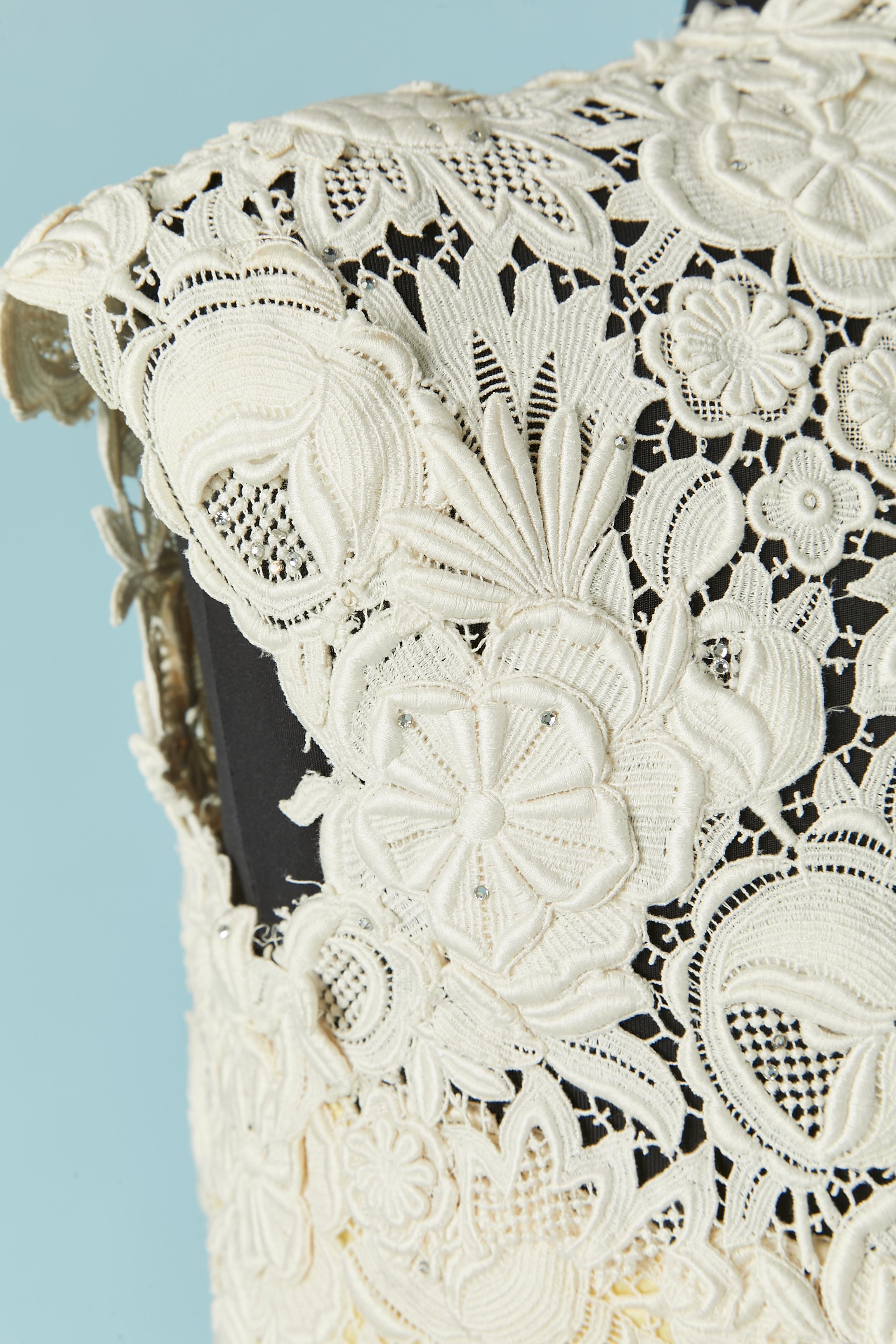 Ivory sleeveless guipure dress with rhinestone embellishment Circa 1960's 5