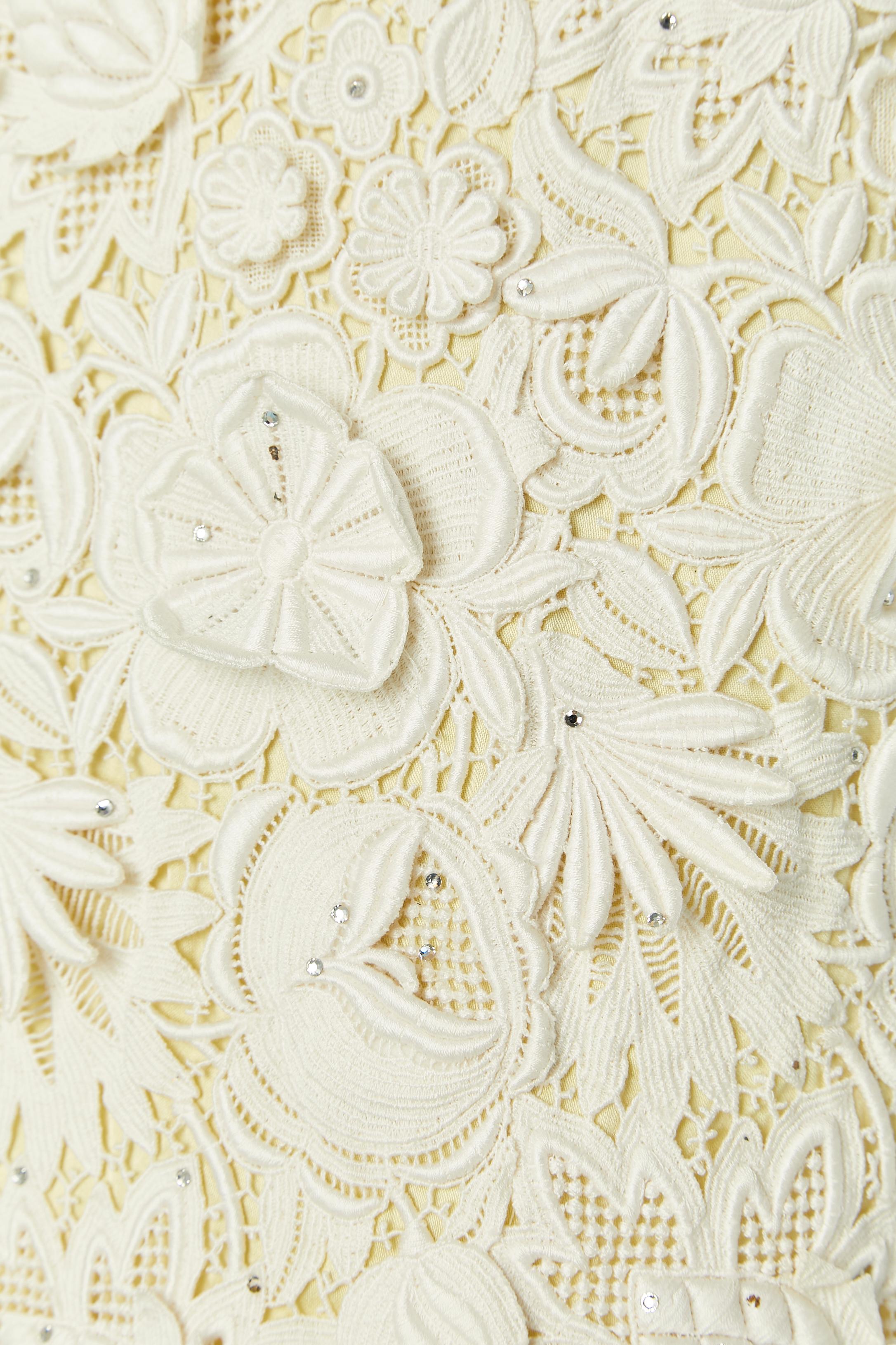 Ivory sleeveless guipure dress with rhinestone embellishment Circa 1960's 1