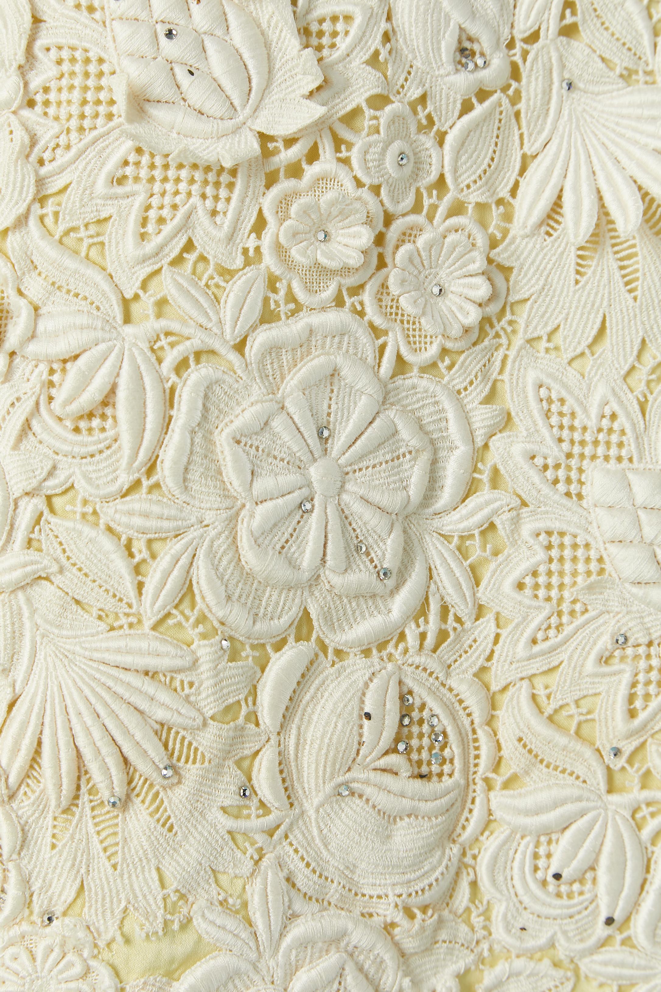Ivory sleeveless guipure dress with rhinestone embellishment Circa 1960's 2