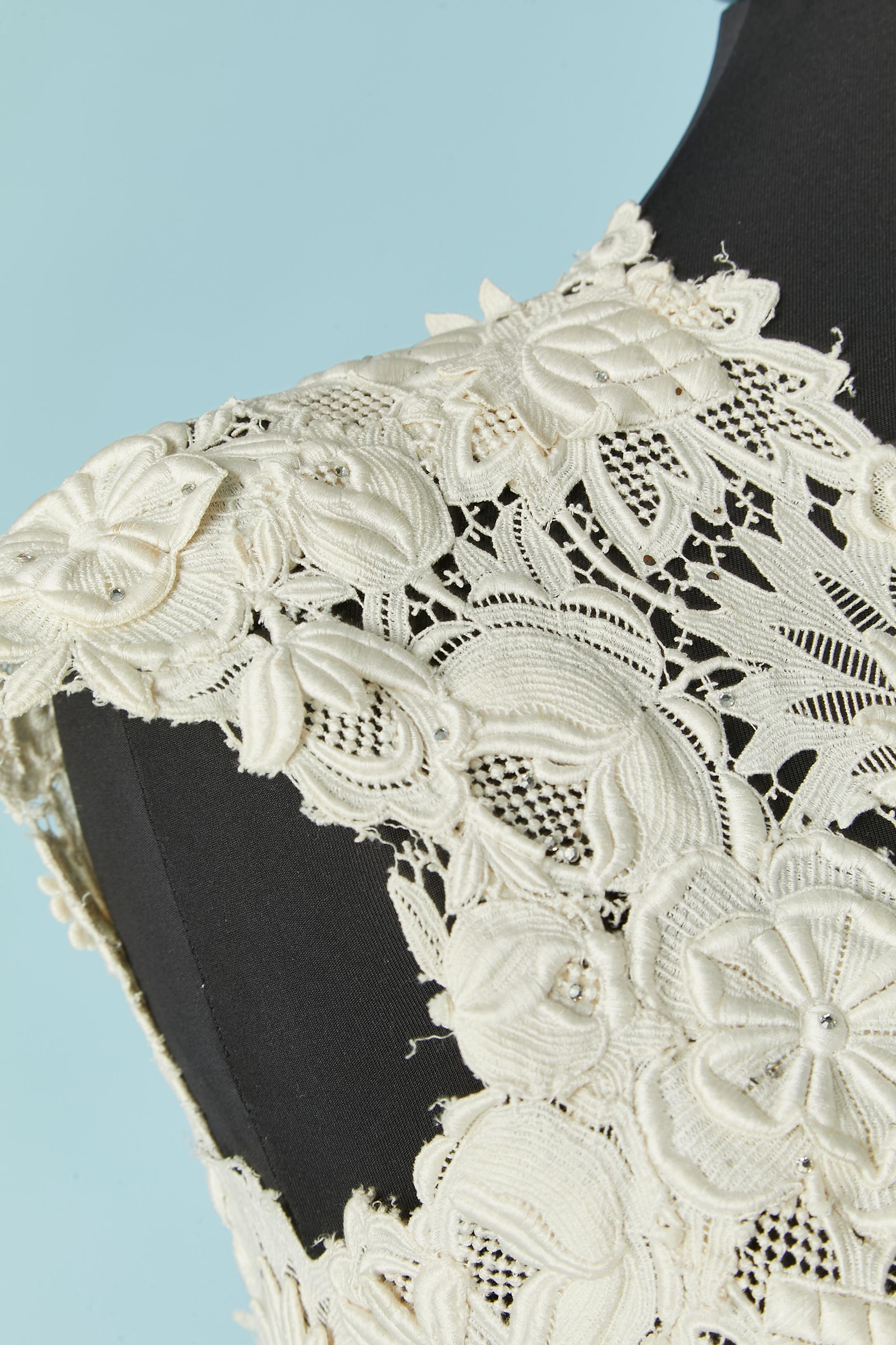 Ivory sleeveless guipure dress with rhinestone embellishment Circa 1960's 3