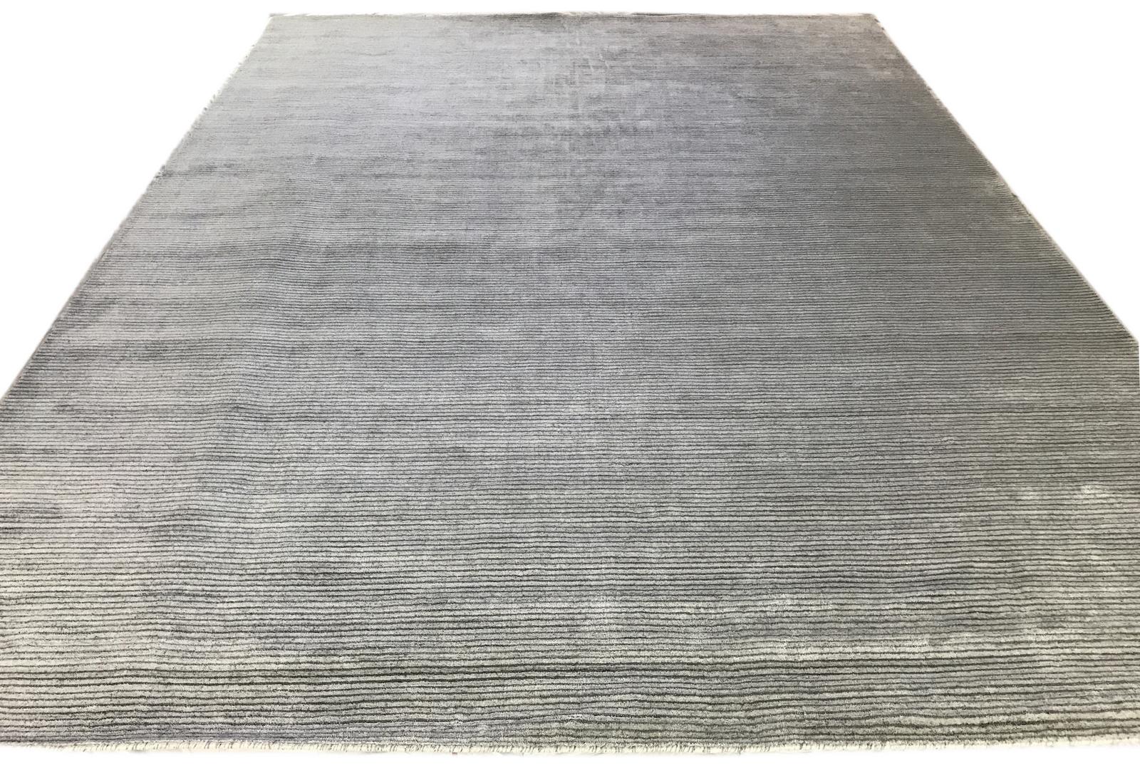 Contemporary Ivory Stripe Wool Area Rug For Sale