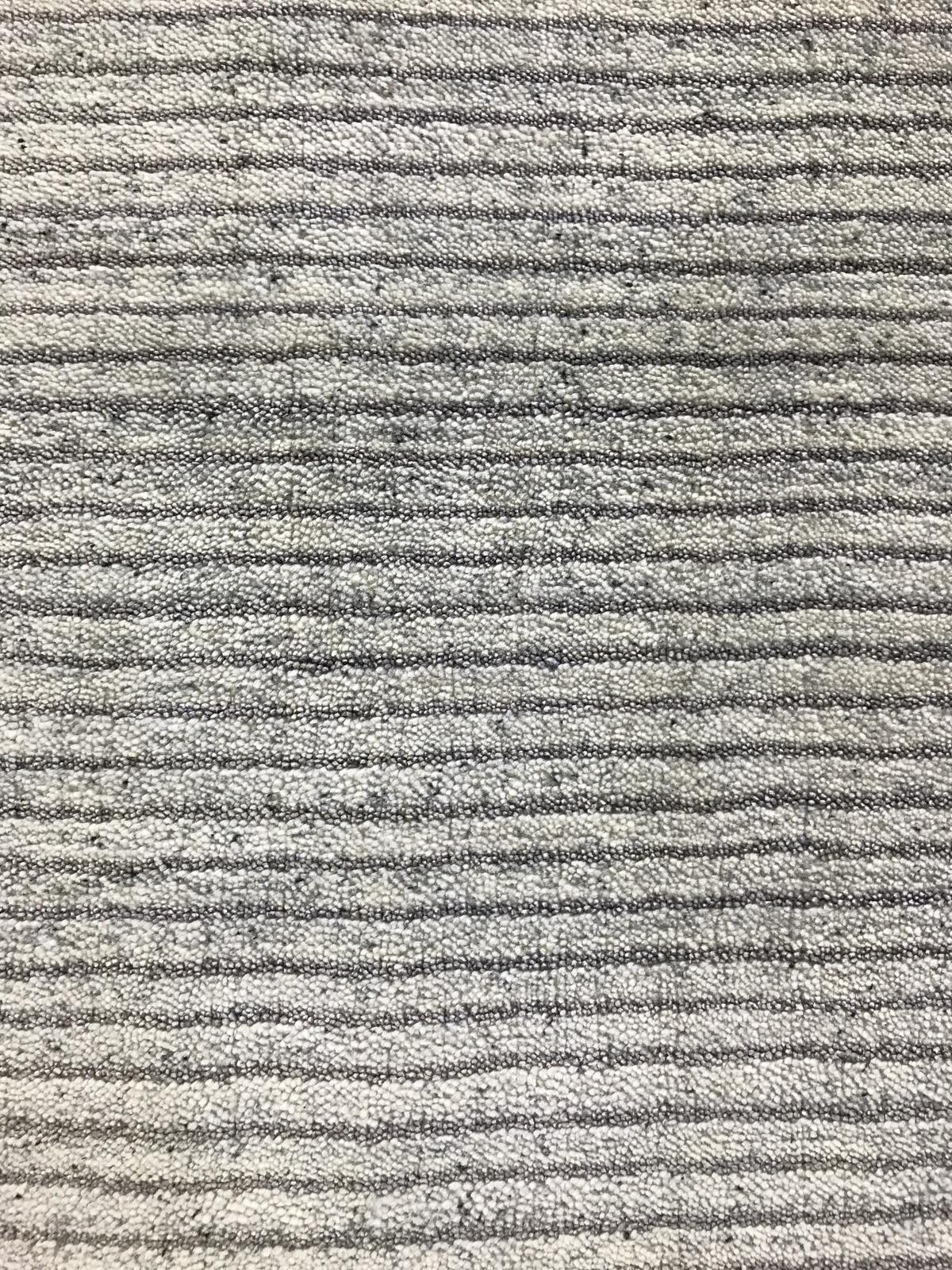 Ivory Stripe Wool Area Rug For Sale 2