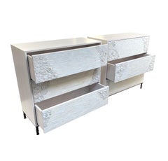 Modern Tall Ivory Blossom Chests of 3-Drawers with Antique Legs by Ercole Home
