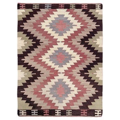 Elfenbein 
Terrakotta Mut Kilim - • Navajo-Stil Stammes-Flachgewebe-Teppich (4
x6
)
