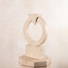 Ivory Tessellated Stone Candle Stick Holder, 1980s