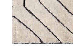 Ivory Textured Wool Custom Rug, Hand-Knotted, Modern Design, India