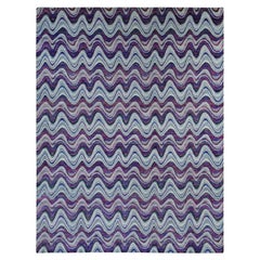 Tapis oriental ivoire THE COLORFUL WAVES Sari soie avec laine texturée nouée à la main