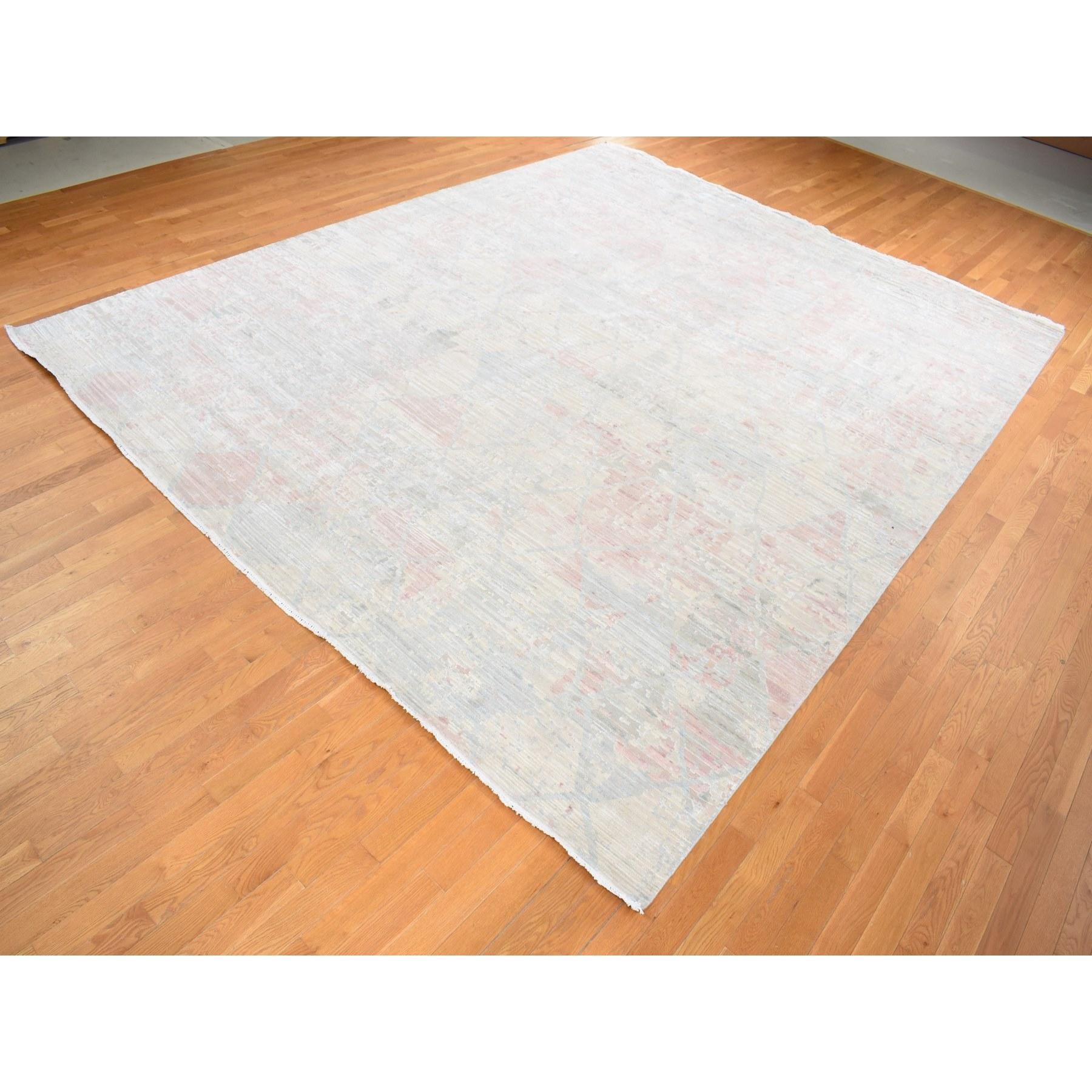 Moderno Ivory THE PASTEL COLLECTION Tappeto in seta e lana testurizzata annodato a mano 12'x15'3