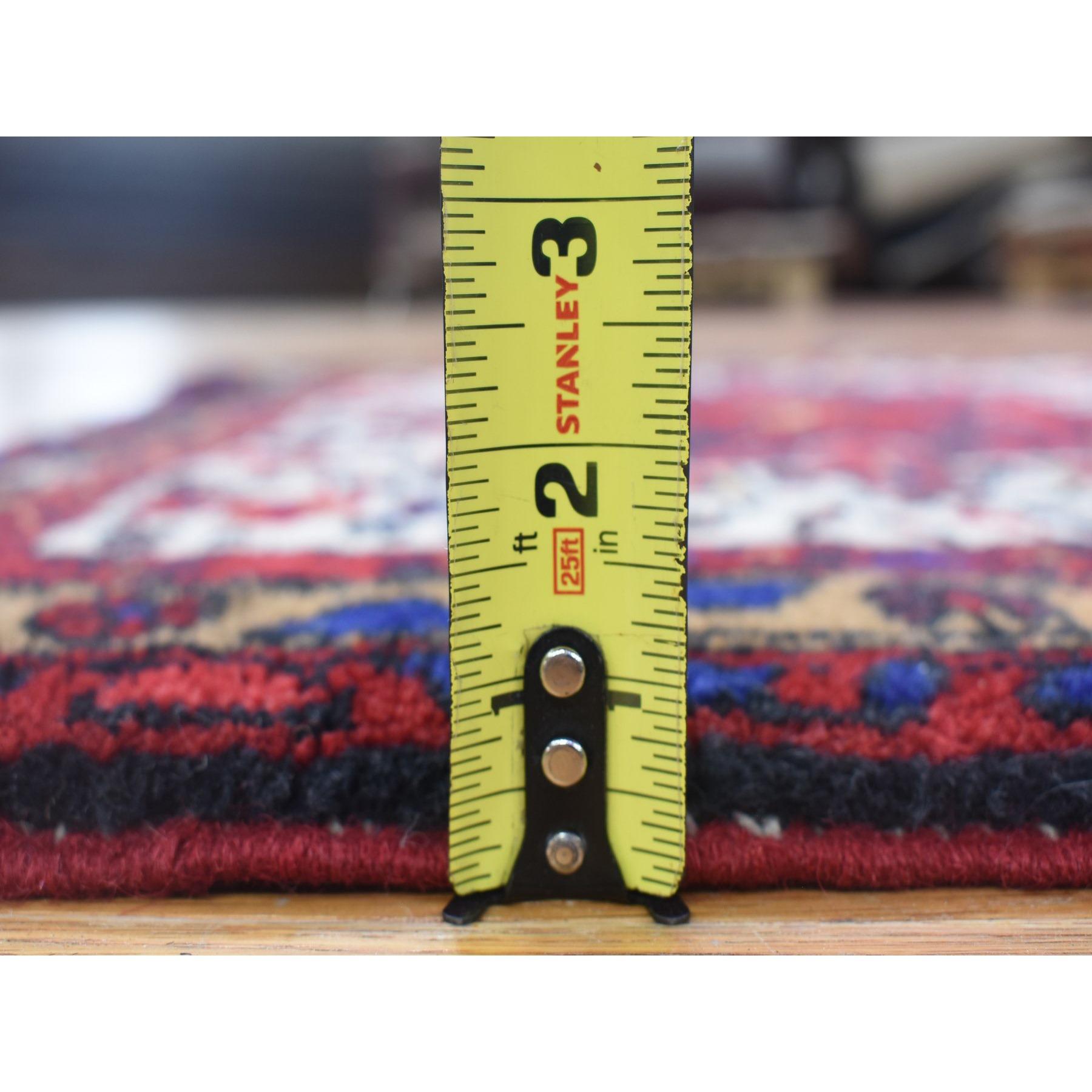 Ivory Tribal Weaving Vintage Persian Karajeh Wool Hand Knotted Runner Rug For Sale 1