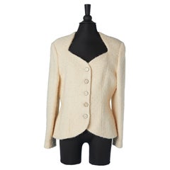 Ivory tweed bouclette wool single breasted evening jacket Valentino Night 