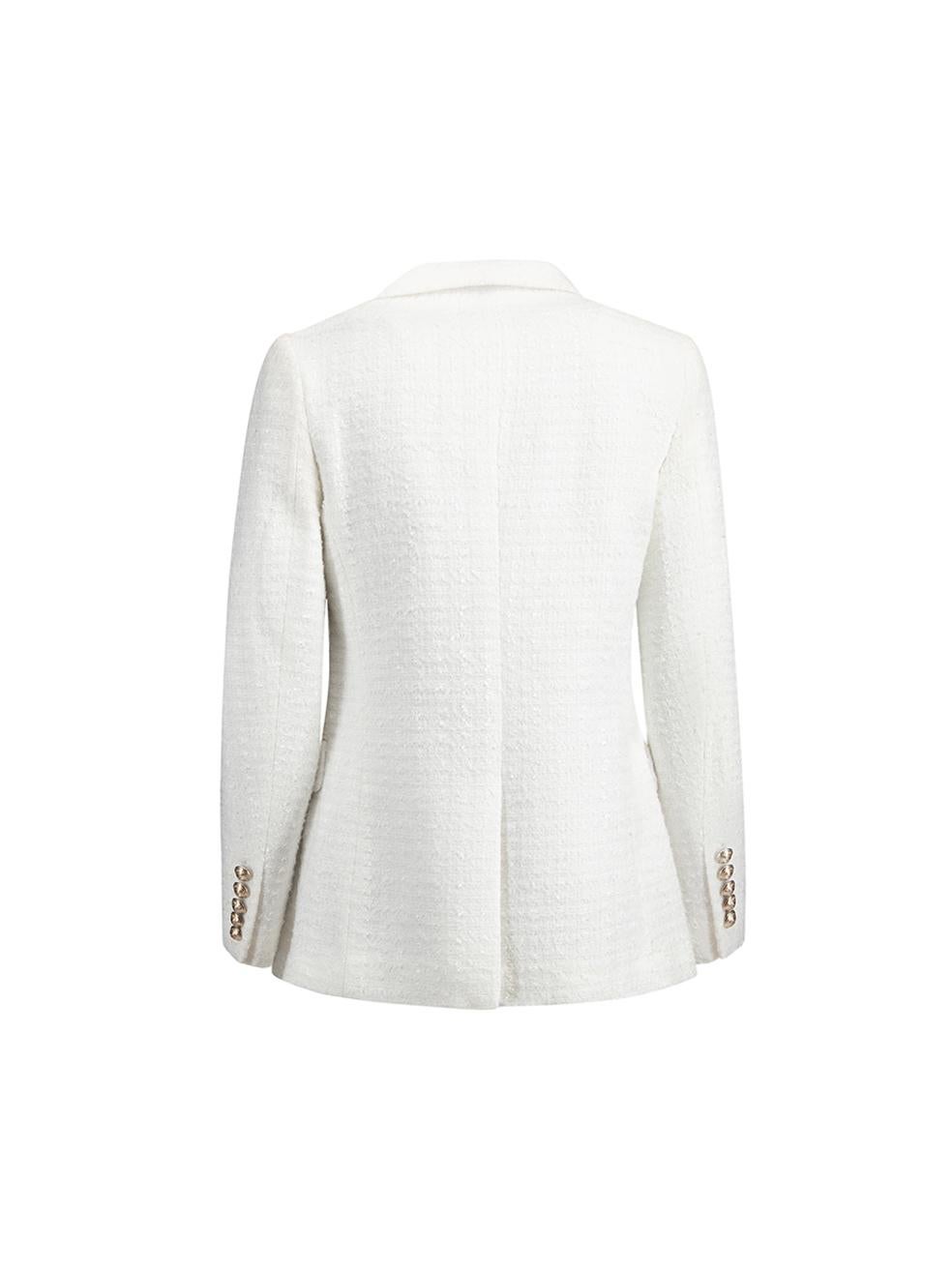 Balmain Ivory Tweed Button Accent Blazer Size S In New Condition In London, GB