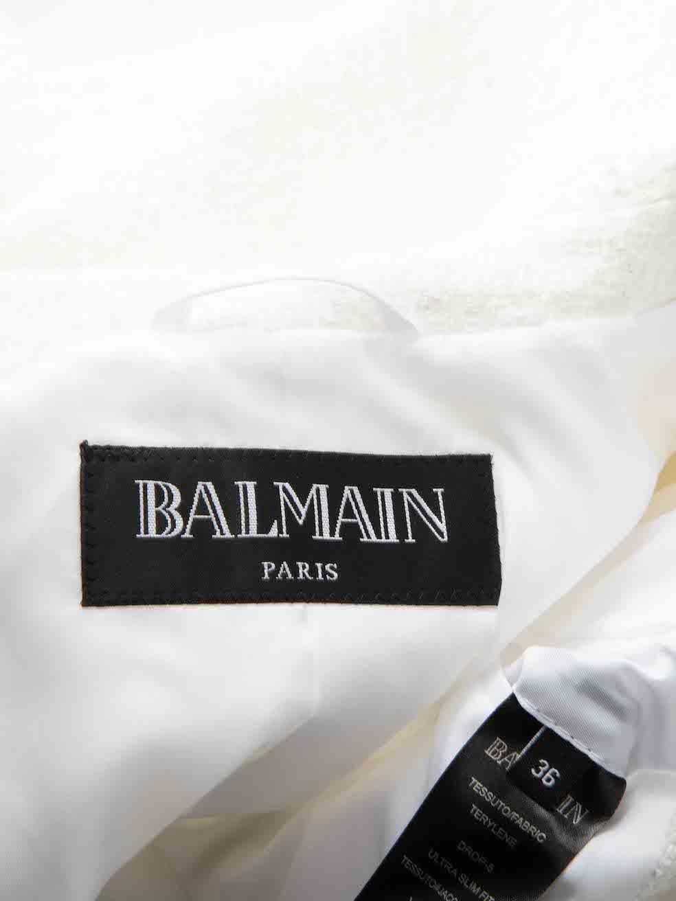 Women's Balmain Ivory Tweed Button Accent Blazer Size S