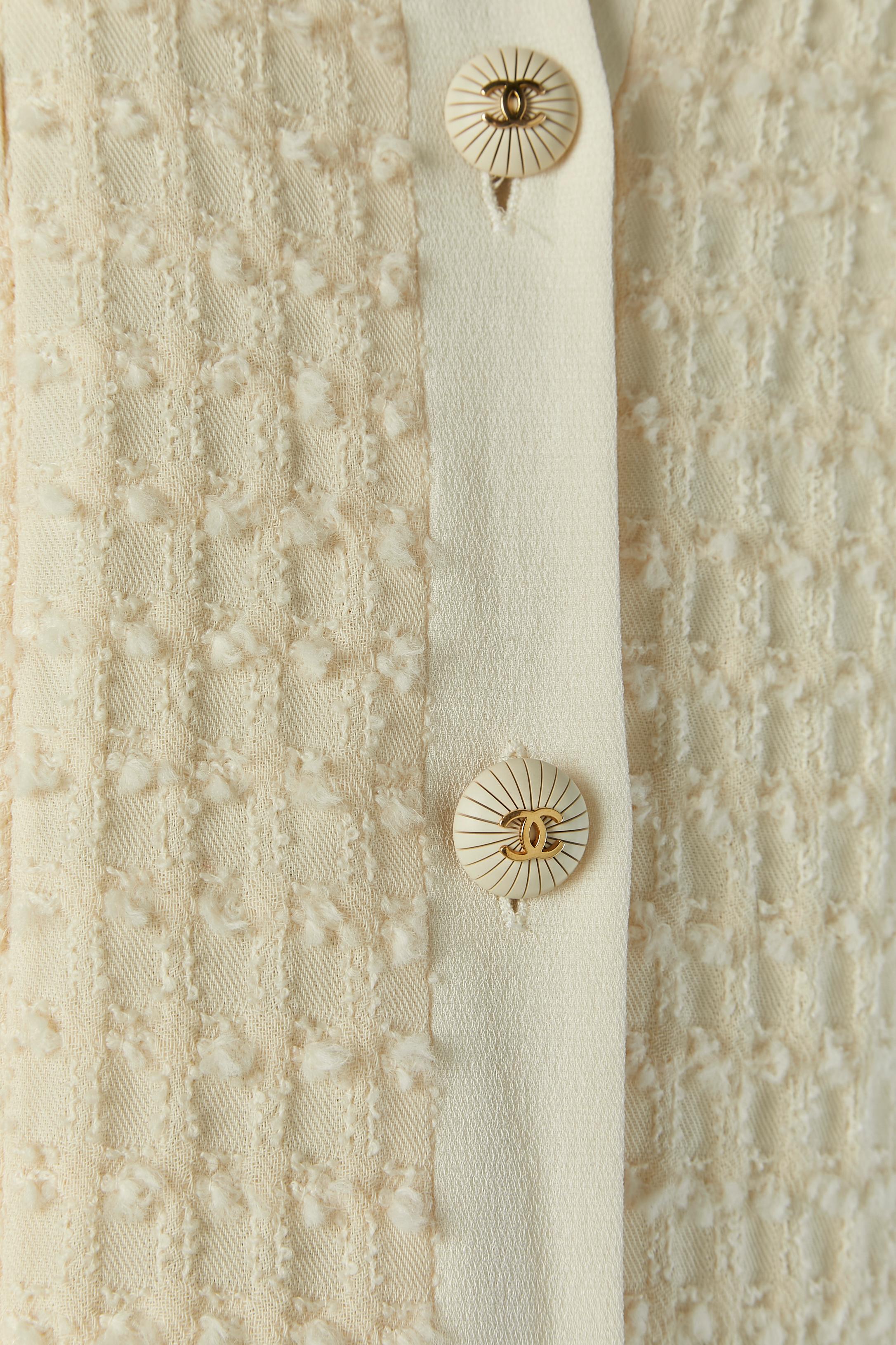Einreihige Jacke aus elfenbeinfarbenem Tweed CHANEL BOUTIQUE (Beige) im Angebot