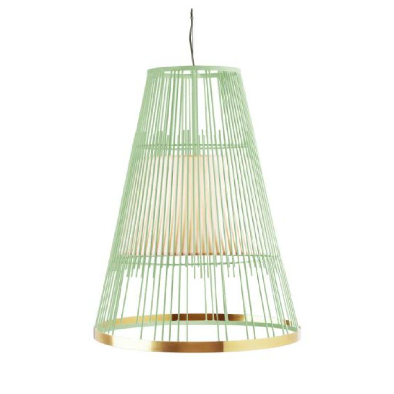 Modern Ivory Up Suspension Lamp with Brass Ring by Dooq For Sale