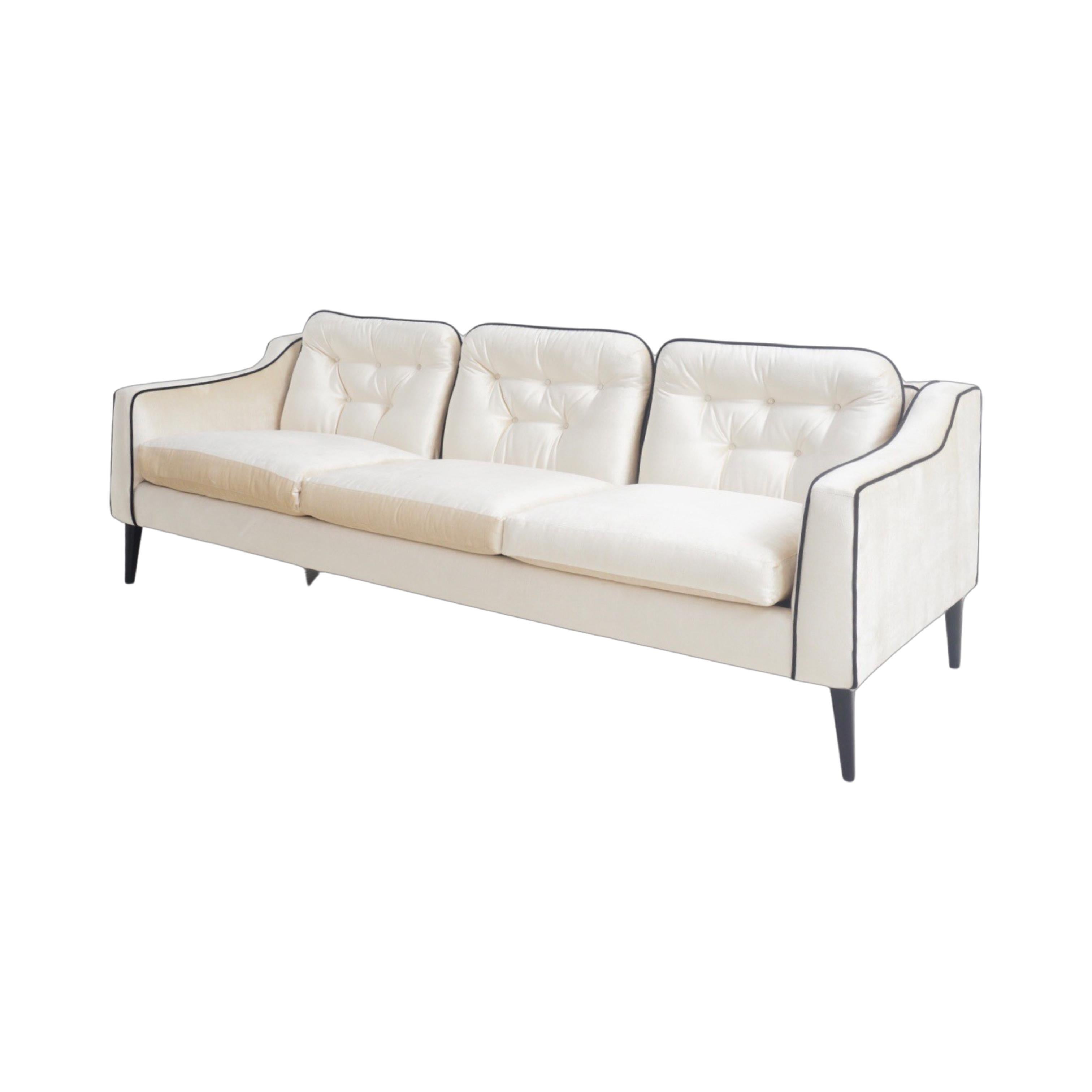 Mid-Century Modern Ivory Velvet Sofa, 1960s For Sale