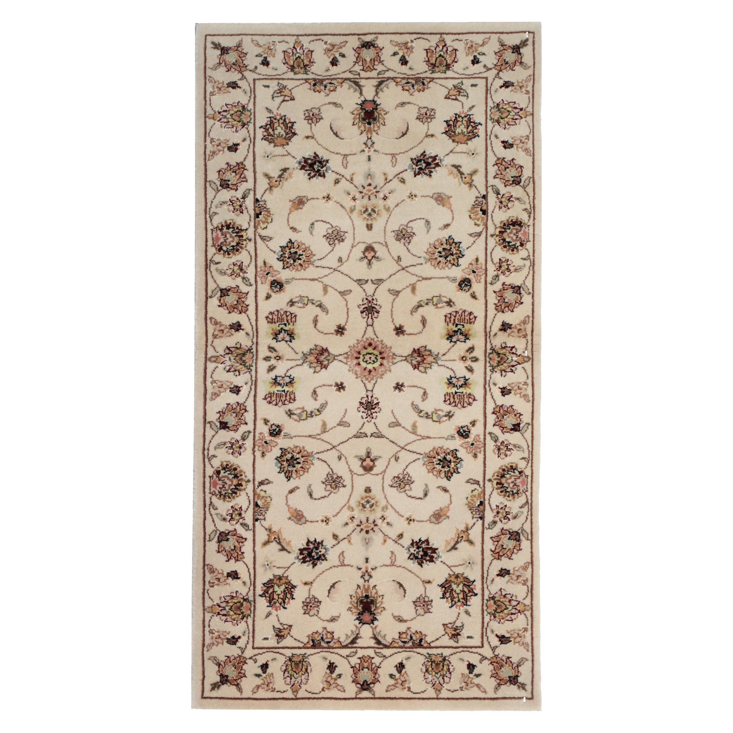Ivory Rug Cream Handmade Rug, Hand Knotted Oriental Carpet for Sale