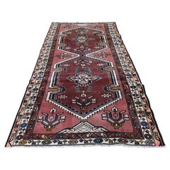 Ivory Vintage Persian Malayer Wide Runner Pure Wool Hand Knotted Oriental Rug