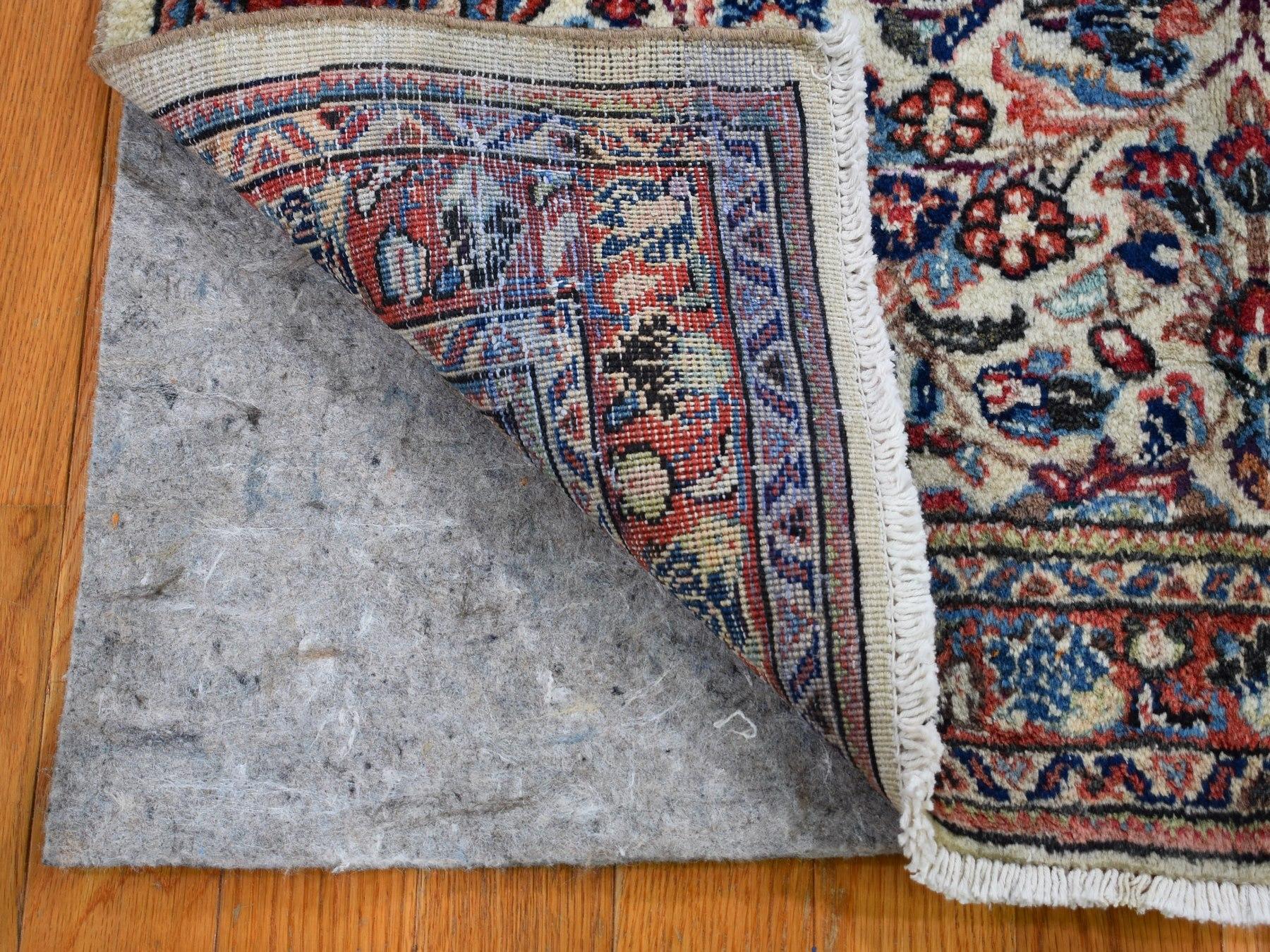 Medieval Ivory Vintage Persian Sarouk Clean hand Knotted Oriental Rug