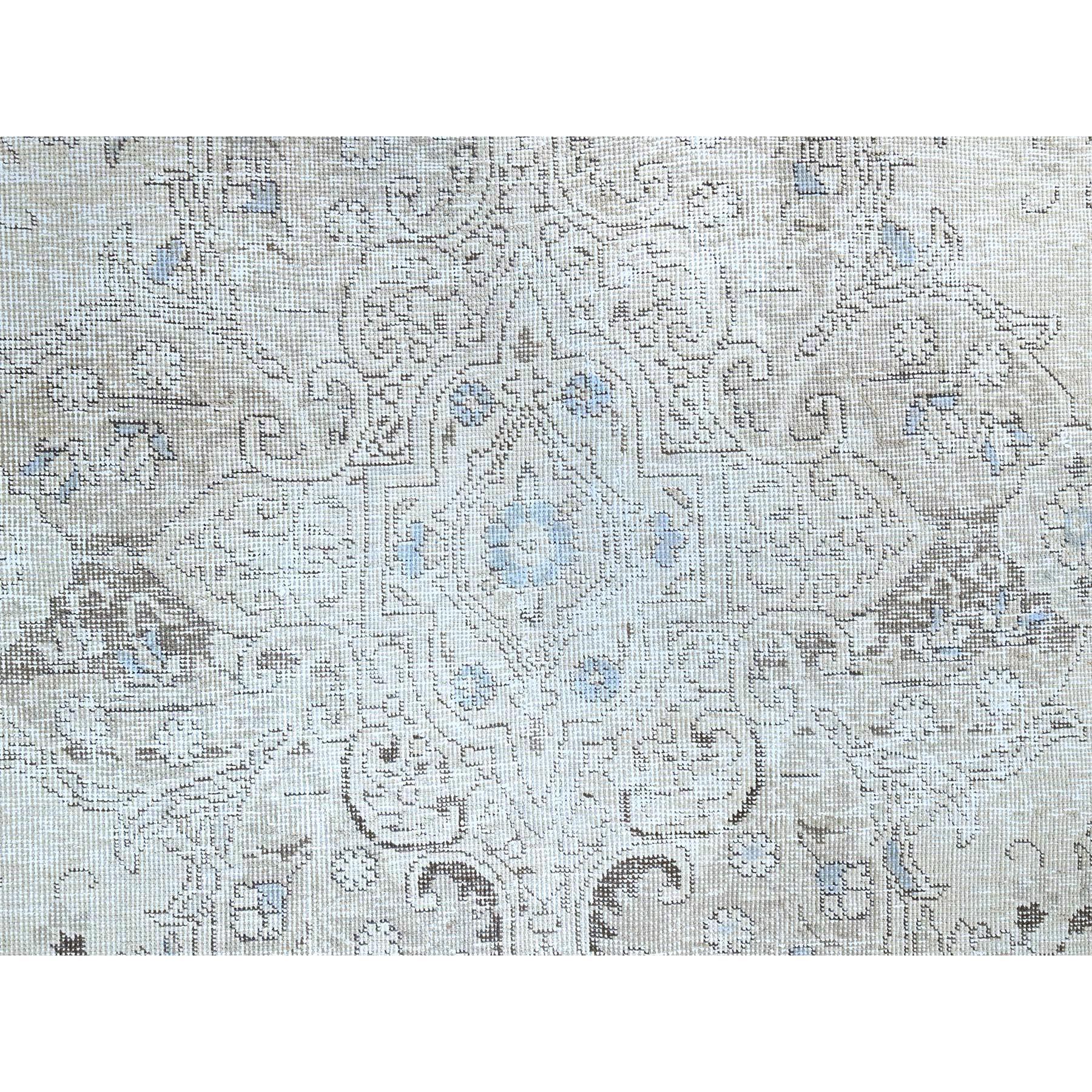 Ivory Vintage Persian Tabriz Hand Knotted Abrash Evenly Worn Pure Wool Clean Rug For Sale 4