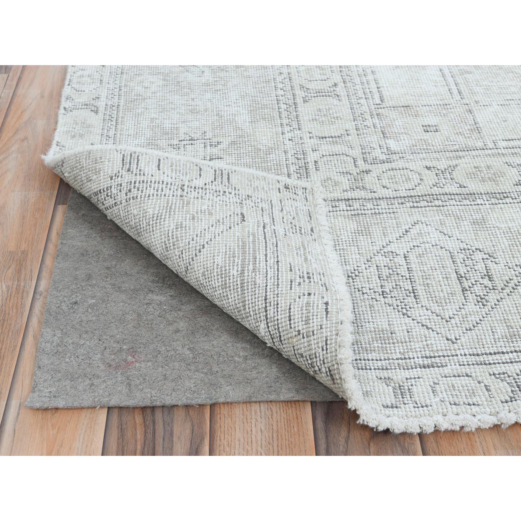 Mid-20th Century Ivory Vintage Persian Tabriz Hand Knotted Distressed Look Worn Wool Rug For Sale
