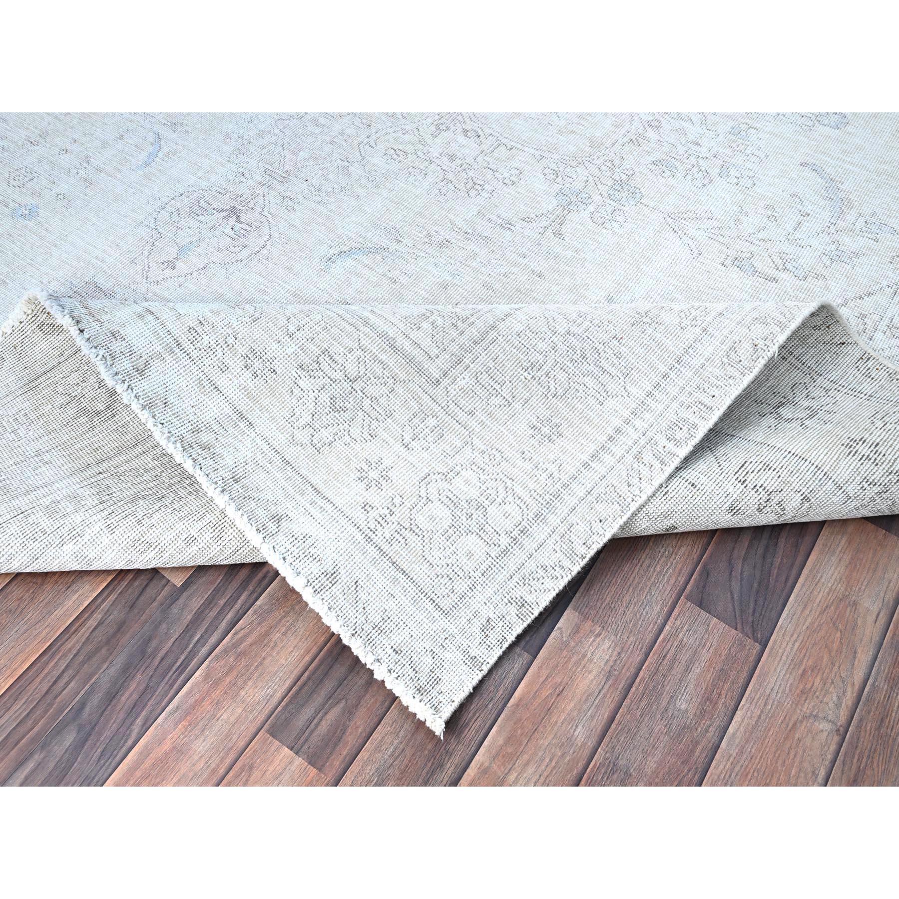 Ivory Vintage Persian Tabriz White Wash Clean Hand Knotted Wool Rustic Look Rug For Sale 1